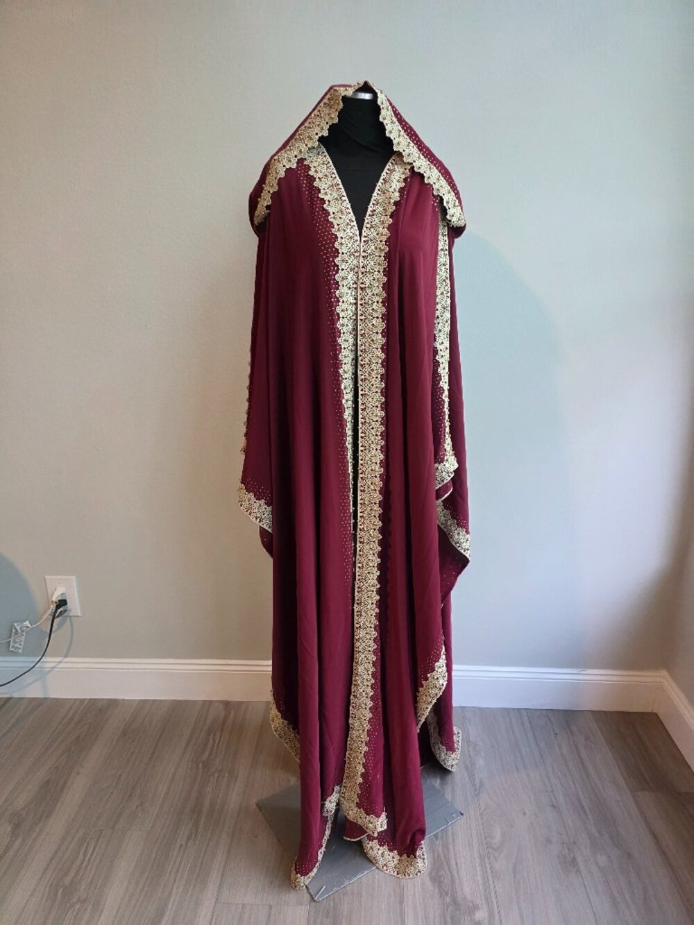 Burgandy cape with hood